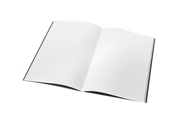 Nära håll öppna anteckningsboken isolerad på vit — Stockfoto