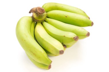 Unripe bananas on white background. No clipping path.