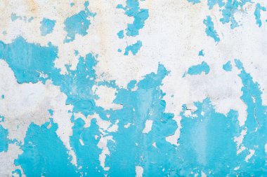 Eski boş mavi grunge yırtılmış duvar. Buruşuk mavi resim arka planı. Metin için duvar boşluğu.