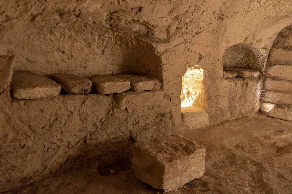 Interior Caverna Yehuda Hanassi Bet She Arim Kiryat Tivon Israel — Fotografia de Stock