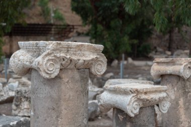 İsrail 'deki She' an Ulusal Parkı 'nda İyonik başkentler