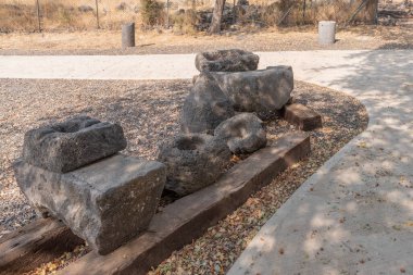 Korazim Milli Parkı İsrail 'deki antik Yahudi kasabasının kalıntıları