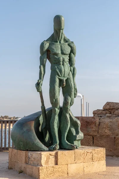 Estatua Bronce Parque Nacional Cesarea Israel — Foto de Stock