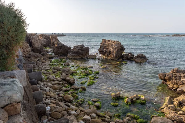 Restos Antigo Porto Parque Nacional Cesareia Israel — Fotografia de Stock