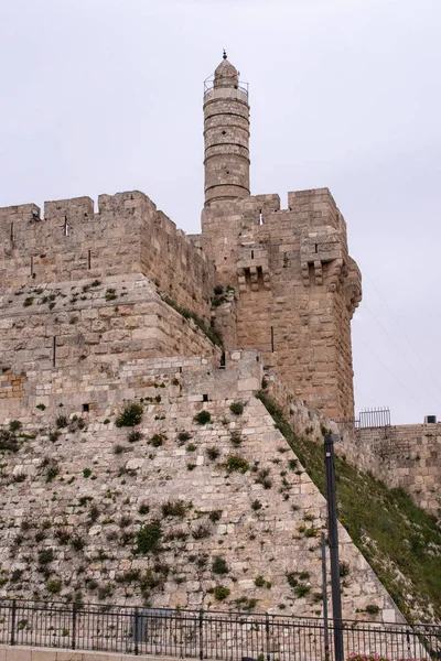 Tour Citadelle Long Mur Vieille Ville Jérusalem Israël — Photo