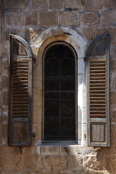 Interessant Oud Venster Jeruzalem Israël — Stockfoto