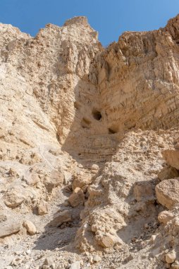 İsrail 'in güneyindeki Ein Gedi Milli Parkı Ölü Deniz' in yanında.