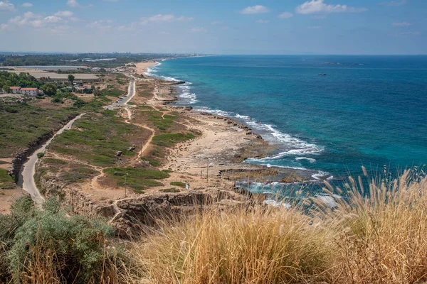 Vista Parque Nacional Rosh Hanikra Mar Mediterrâneo Rochas — Fotografia de Stock