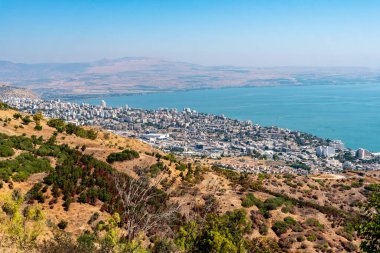 View of the city of Tiberias and The Sea of Galilee in Israel clipart
