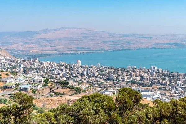 Vista Cidade Tiberíades Mar Galileia Israel — Fotografia de Stock