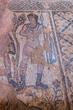 İsrail 'deki Tzipori Ulusal Parkı' ndaki Nil Evi 'nin mozaik tabanı..