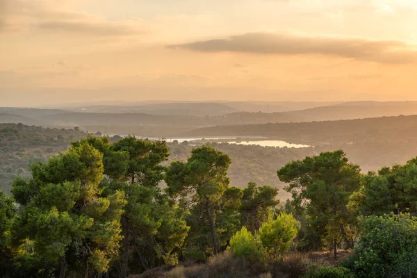 Вид Национального Парка Ципори Запад Закату Израиле — стоковое фото