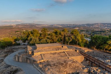 İsrail 'deki Tzipori Milli Parkı' ndaki Haçlı Kalesi 'nden Dionysus' un evi manzarası.