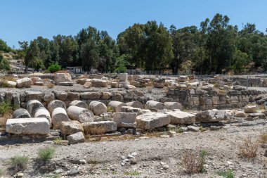 İsrail 'deki Bahis Shean' deki Beit Shean Ulusal Parkı 'ndaki harabelerin genel görünümü.
