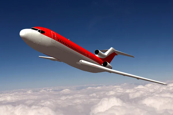 Kırmızı ve beyaz yolcu uçağı
