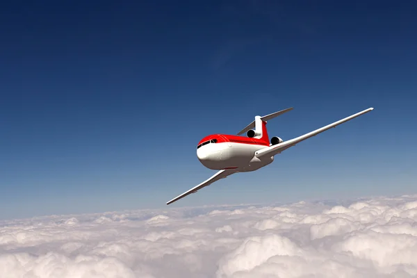 Avião de passageiros em vermelho e branco — Fotografia de Stock