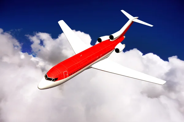 Avião de passageiros em vermelho e branco — Fotografia de Stock