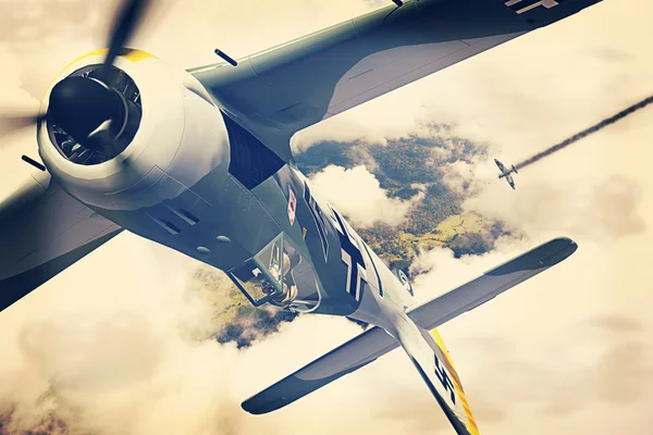 Focke-Wulf 190 flown by Josef Priller after a victory over a Bri — Stock Photo, Image