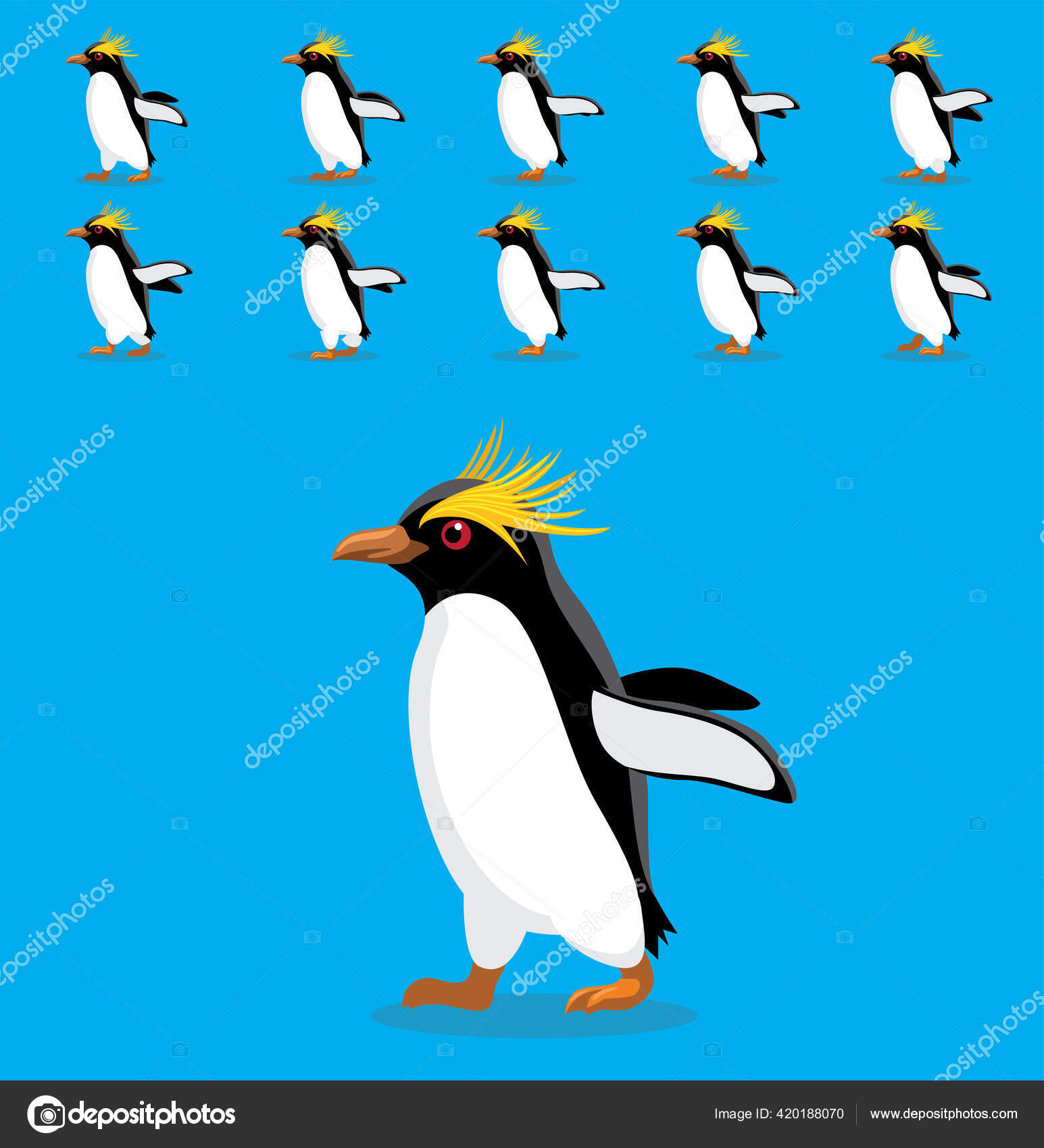 Animasjonsrekkefølge Makaroni Pingvinkartoon Vektor stockvektor © Punnawich  #420188070, image size:1545x1700