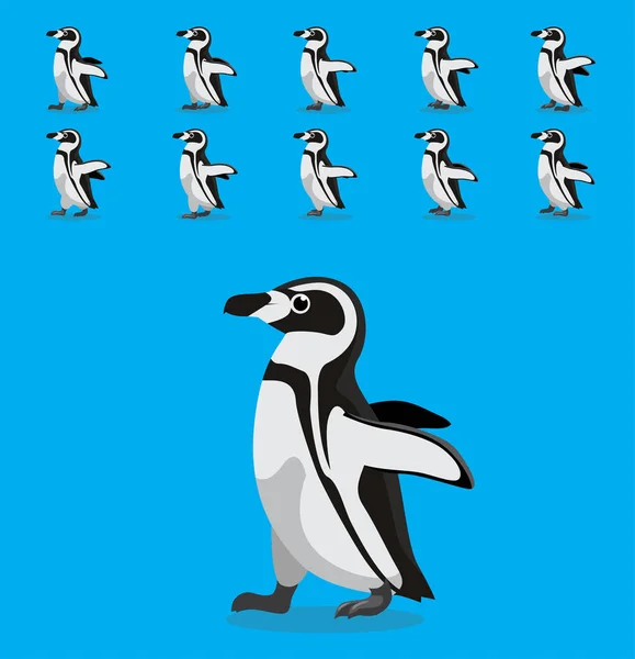 Animation Sequence Humbolt Penguin Tecknad Vektor — Stock vektor