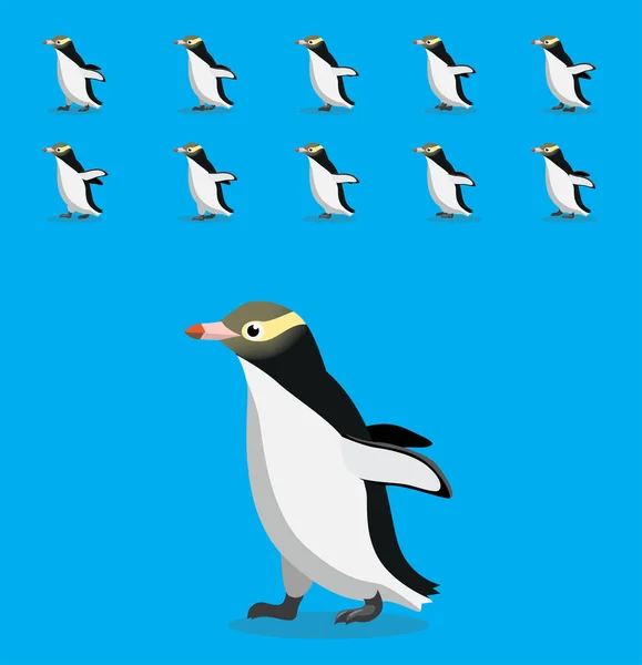 Dieren Animatie Sequentie Geeloog Pinguïn Cartoon Vector — Stockvector