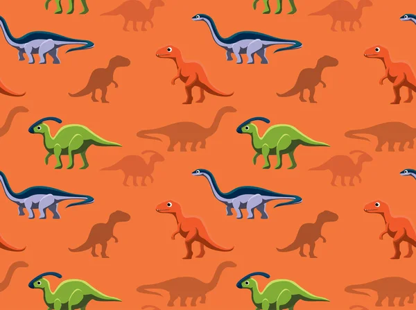 Dinosaurier Tapet Vektor Illustration Tecknad Sömlös Mönster — Stock vektor