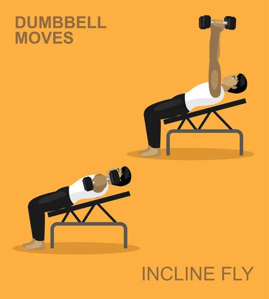 Incline Fly Dumbbell Moves Manga Gym Set Illustration — 스톡 벡터