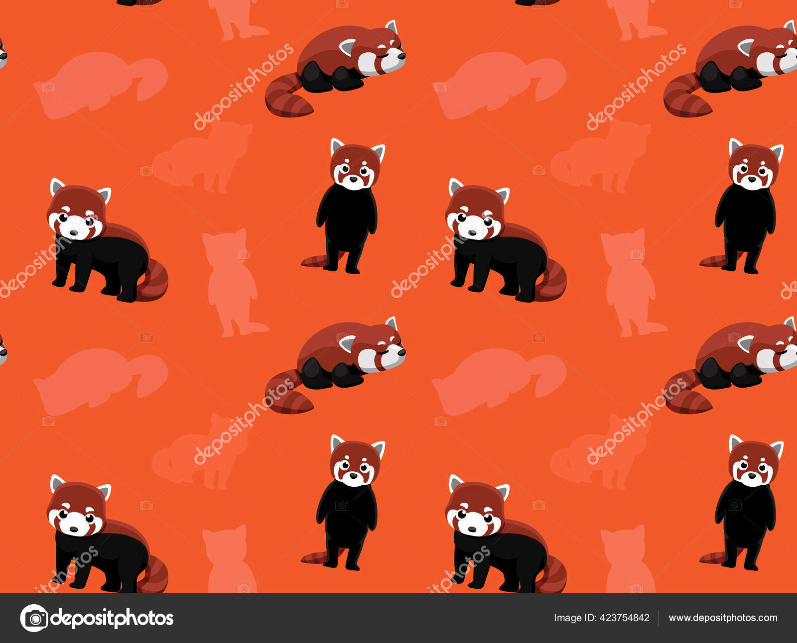 Red Panda Wallpaper Stock Vector by ©Punnawich 423754842
