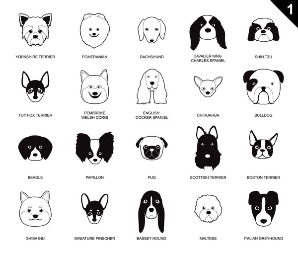 Visages Chien Avc Icône Monochrome Bande Dessinée — Image vectorielle