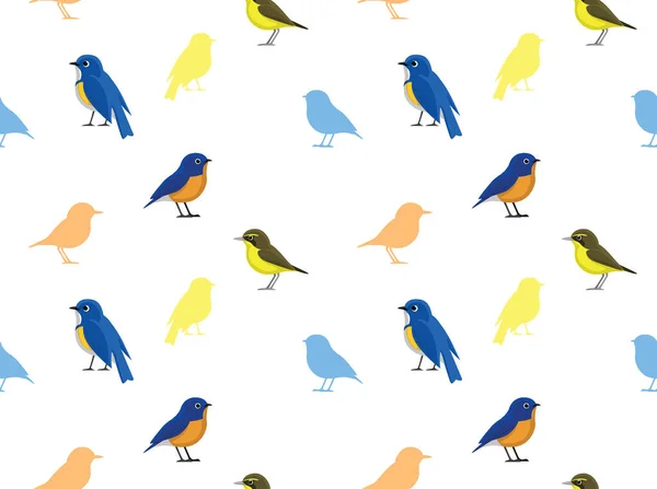 Bird Bluetail Wallpaper Cartoon Seamless Pattern — Stock Vector