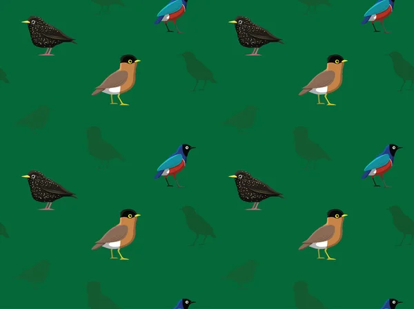 Kuş Sığırcığı Duvar Kağıdı Çizimi Arkaplanı — Stok Vektör