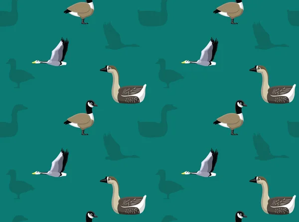 Bird Goose Tapety Wzór Kreskówki — Wektor stockowy