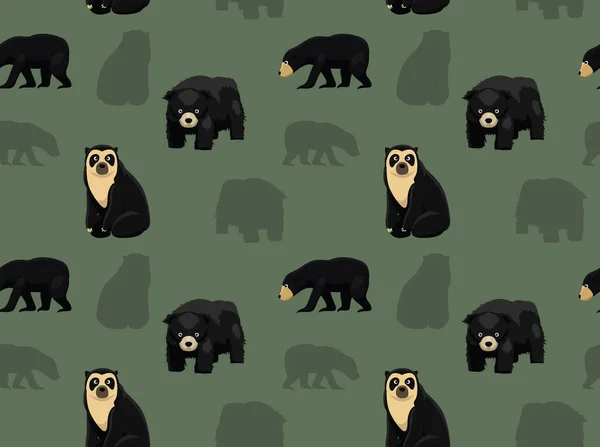 Bear Asian Wallpaper Tecknad Mönster — Stock vektor