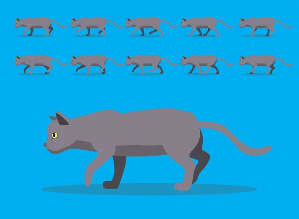 Animal Animation Sequence Russian Blue Cat Cartoon Vector — 스톡 벡터