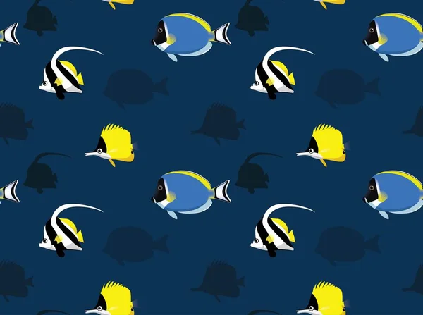 Reef Fish Wallpaper Cartoon Character — Stock Vector