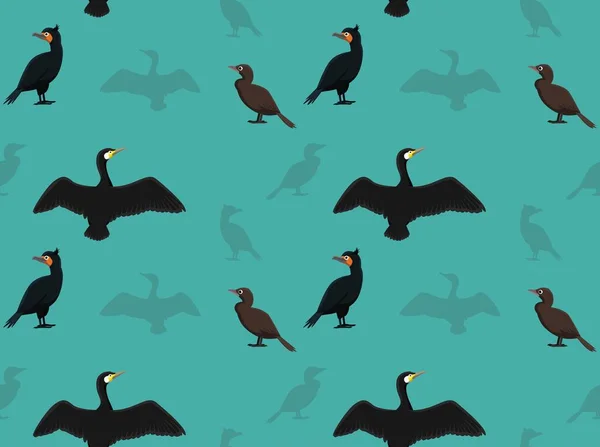 Bird Cormorant Wallpaper Cartoon Character — Stock Vector