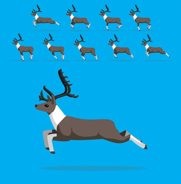 Animal Animation Sequence Christmas Reindeer Running Cartoon Vector — Stock Vector