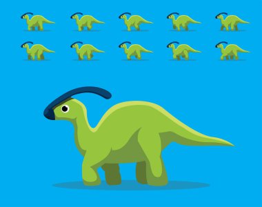 Hayvan Animasyon Dizisi Dinozor Parasaurolophus Yürüyen Çizgi Film Vektörü