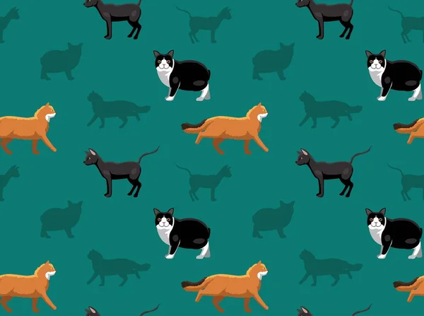 Cat Wallpaper Stripfiguur — Stockvector
