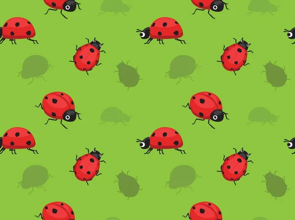 Ladybug Cartoon Seamless Wallpaper — 스톡 벡터