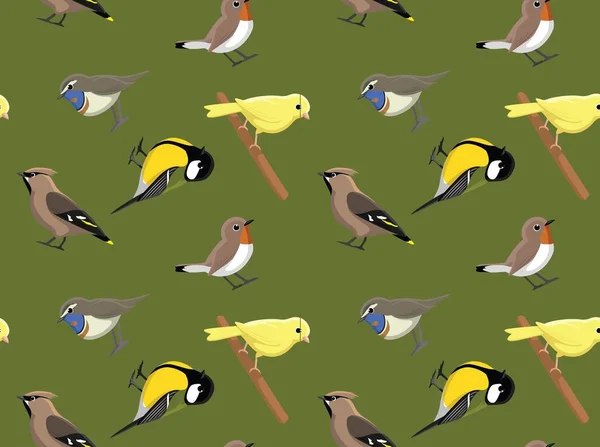 Willekeurige Europese Vogels Wallpaper — Stockvector