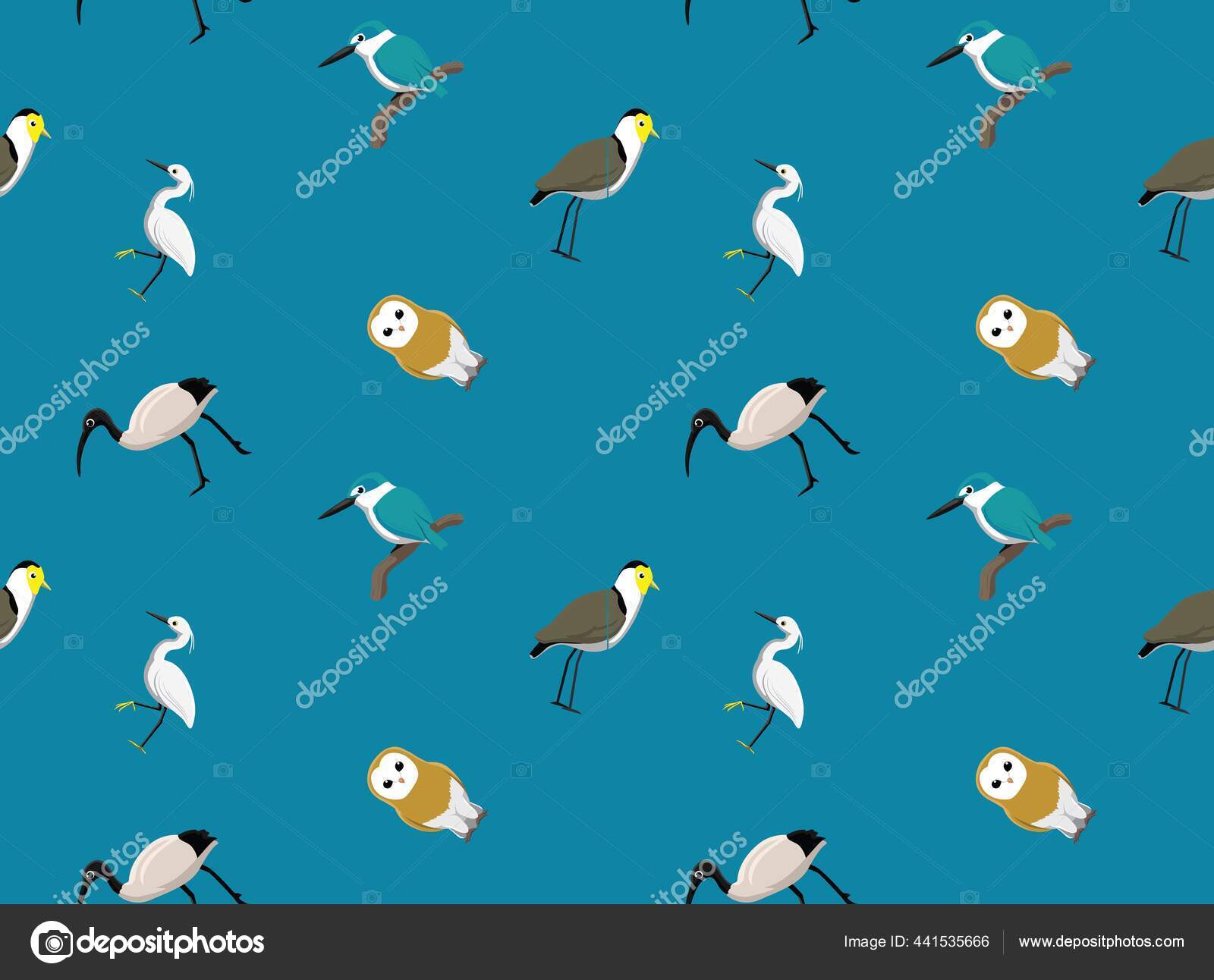 Random Australian Birds Wallpaper Stock Vector by ©Punnawich 441535666