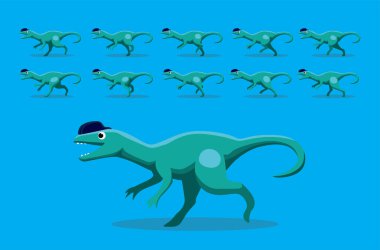 Hayvan Animasyon Dizisi Dinozor Dilophosaurus Koşan Çizgi Film Vektörü
