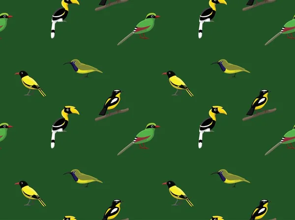 Willekeurige Aziatische Vogels Wallpaper — Stockvector