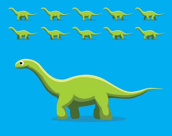 Animasi Hewan Urutan Dinosaurus Apatosaurus Kartun Berjalan Vektor - Stok Vektor