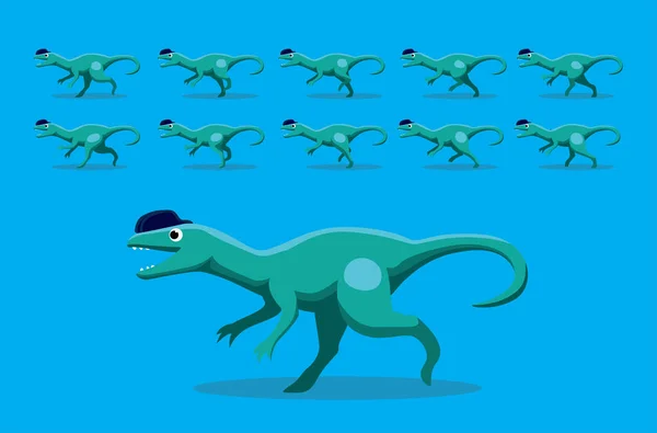 Séquence Animation Animale Dilophosaurus Dinosaure Dessin Animé Cours Exécution Vecteur — Image vectorielle