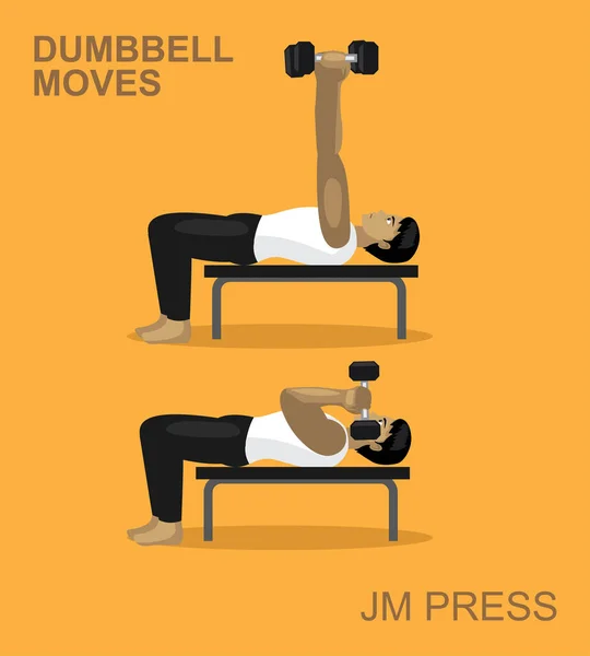 Press Dumbbell Moves Manga Gym Set Illustration — 스톡 벡터