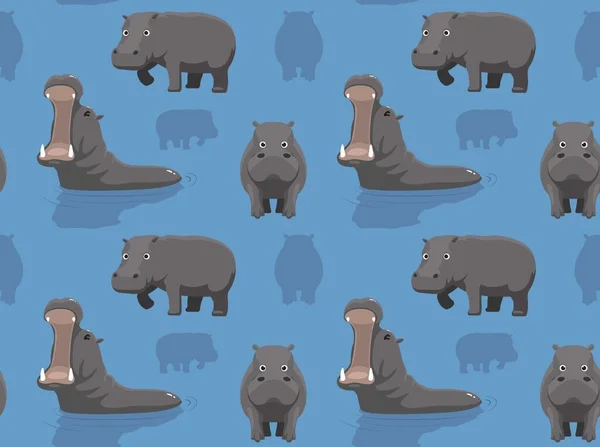 Leuke Hippopotamus Wallpaper Stripfiguur — Stockvector