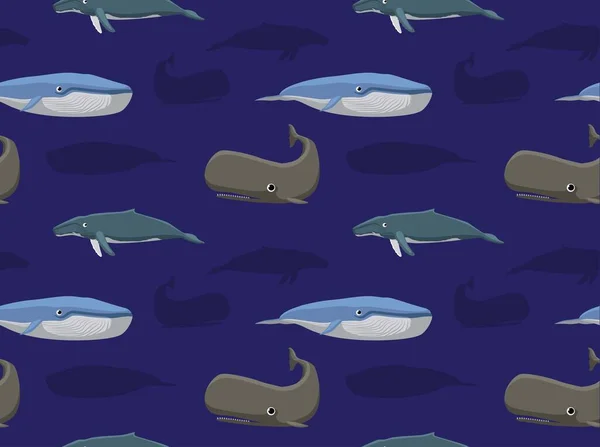 Whale Seamless Wallpaper Cartoon Character — Stock Vector
