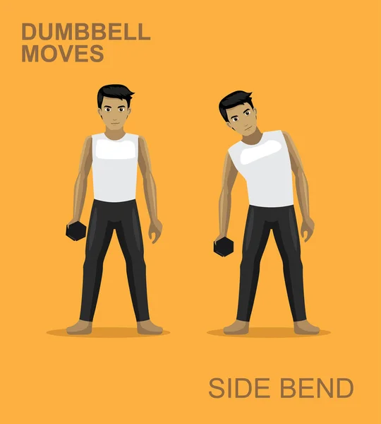Side Bend Dumbbell Moves Манга Тренажерний Зал Набір Ілюстрацій — стоковий вектор